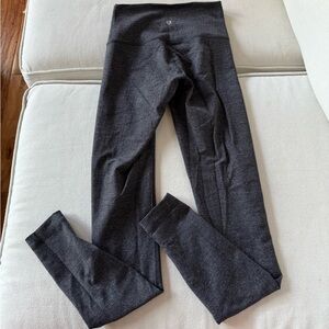 Lululemon Wunder Under, threaded design, gray, thick material, size 2